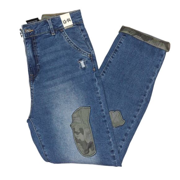 Cotton On Boys Husky Jeans Sz 13-14 | Adjustable Waist, Camouflage Patches, NWT - Picture 7 of 7